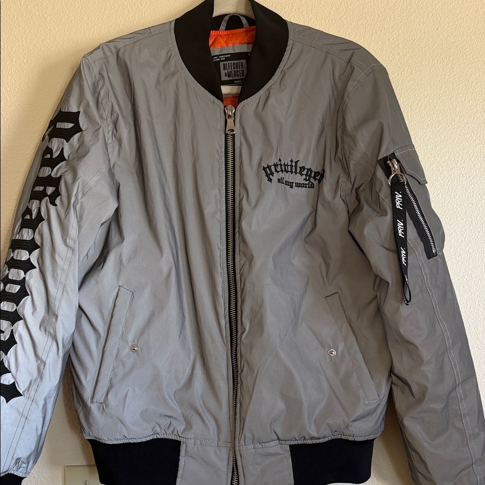 Men's Bomber Jacket Privileged silver with Black Accents